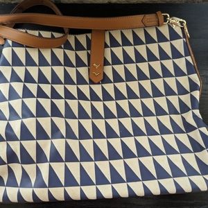 Blue and white Stell and Dot crossbody or shoulder bag